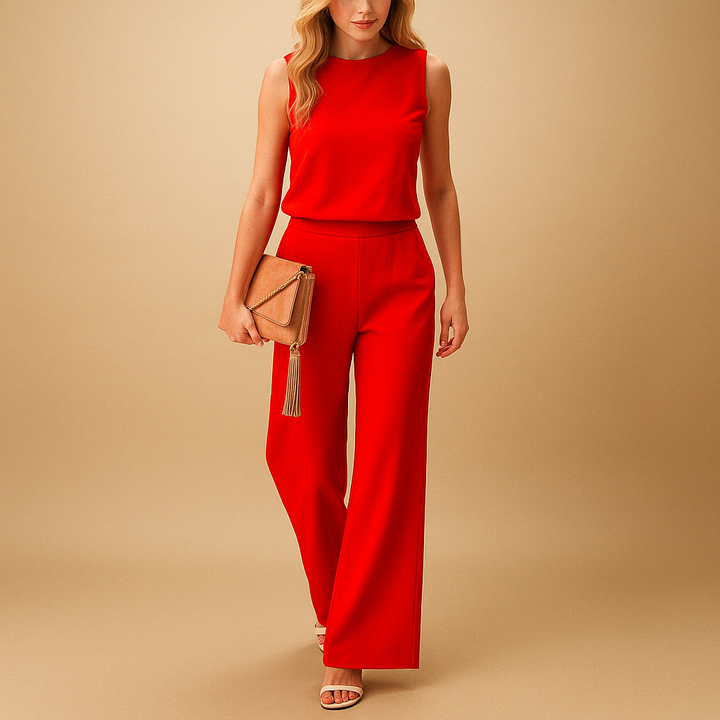 Women’s Wide-Leg Jumpsuit with Round Neckline