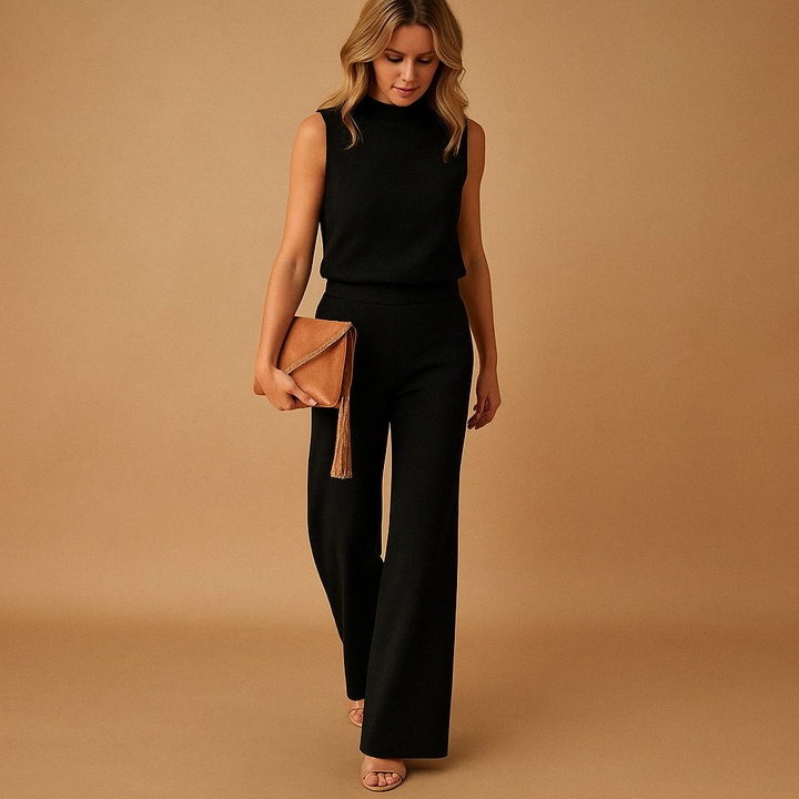 Women’s Wide-Leg Jumpsuit with Round Neckline