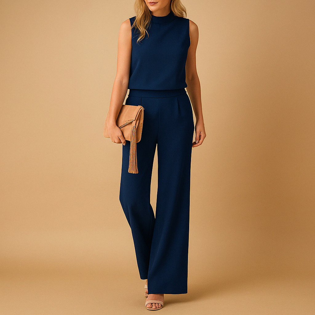 Women’s Wide-Leg Jumpsuit with Round Neckline