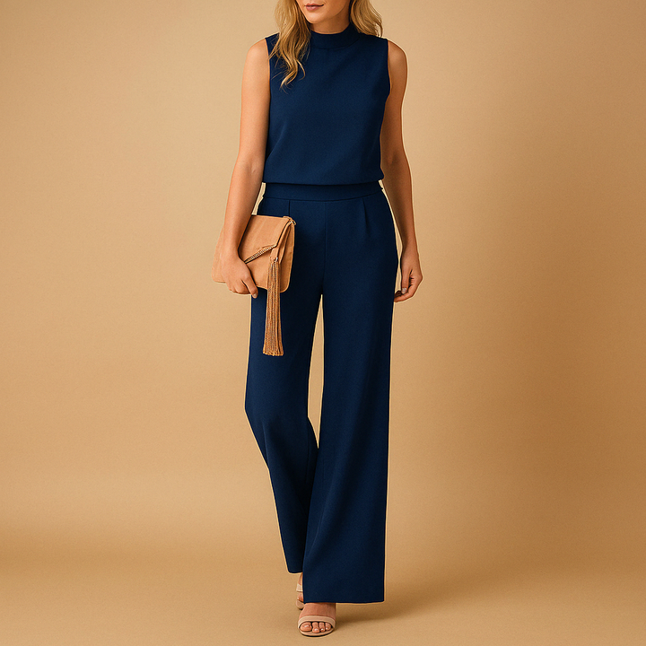 Women’s Wide-Leg Jumpsuit with Round Neckline