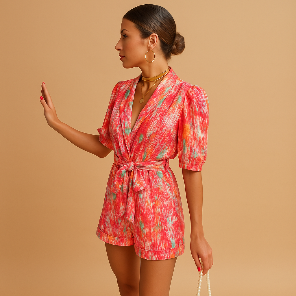 Women’s Short Belted Jumpsuit with Flattering Fit