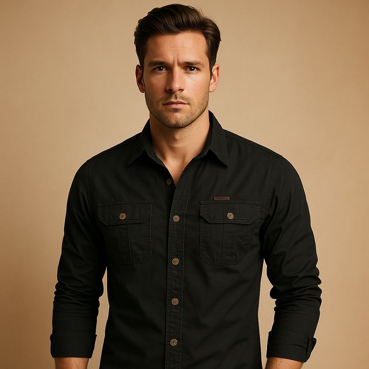 Men’s Cotton Cargo Shirt with Utility Pockets