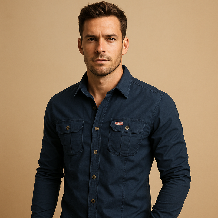 Men’s Cotton Cargo Shirt with Utility Pockets