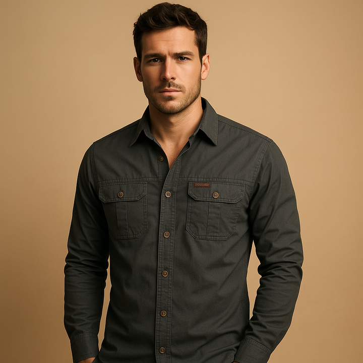 Men’s Cotton Cargo Shirt with Utility Pockets