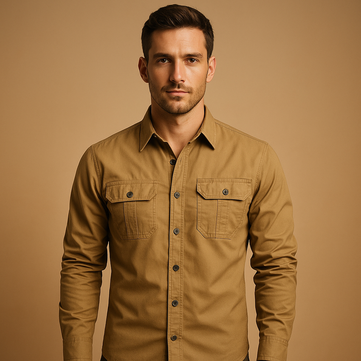 Men’s Cotton Cargo Shirt with Utility Pockets