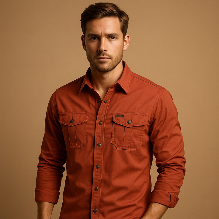 Men’s Cotton Cargo Shirt with Utility Pockets